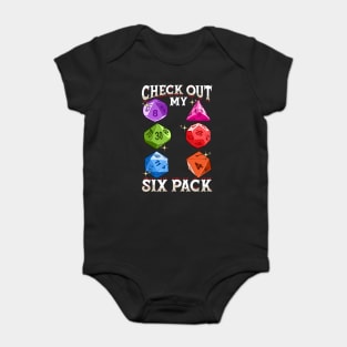 Check Out My Six Pack Funny Gaming Dice Pun Baby Bodysuit